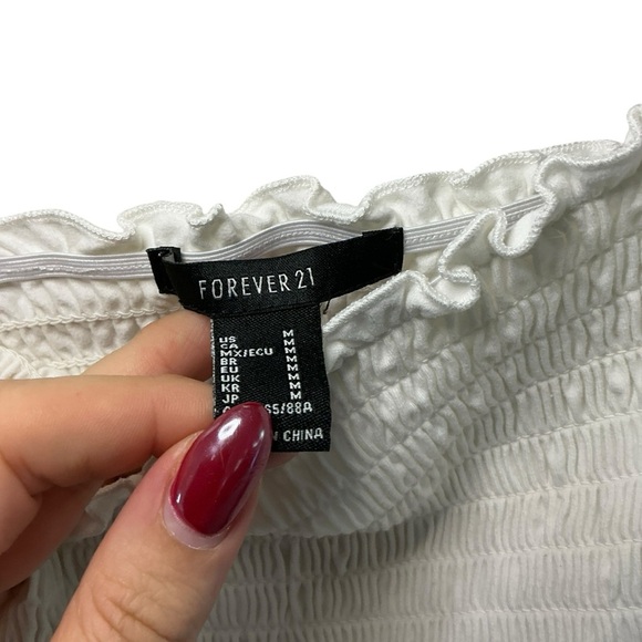 Forever 21 White Smocked Eyelet Ruffle Crop Top - Picture 3 of 3